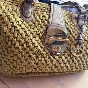 Michael Kors Yellow/Green Woven Summer Satchel